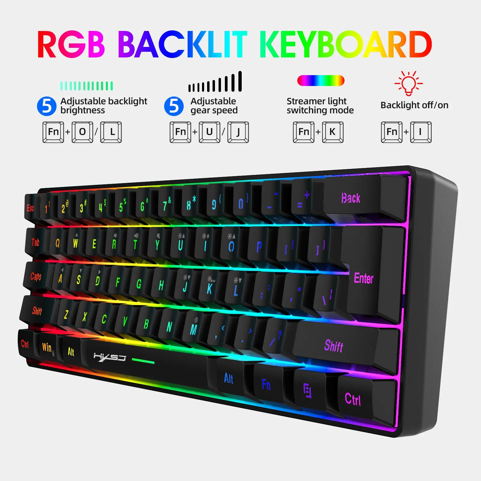 Mini 60% Gaming Keyboard, Wired RGB Keyboard, RGB Backlit 61 Key Ultra-Compact Keyboard,Ergonomic Waterproof Mechanical Feeling Office Computer Keyboards for PC, MAC, PS4, Xbox ONE Gamer