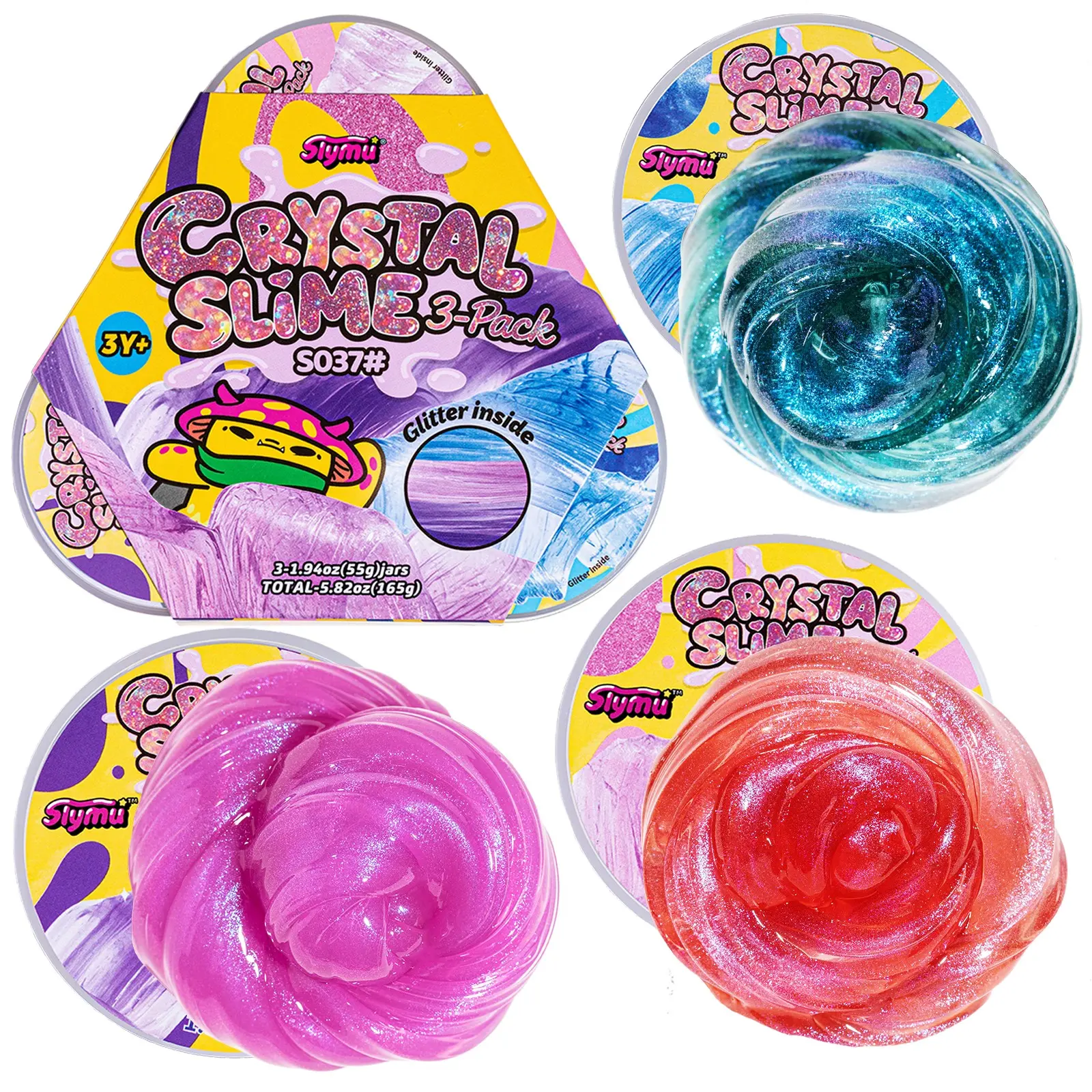 Slymu 3 Pack Jelly Slime - Clear, Scented, Glitter Slime Set, 1.94 oz*3, Stretchy Sensory Squish, ASMR, Fidget Toy, Stress Relief, Party Favors for Kids and Adults