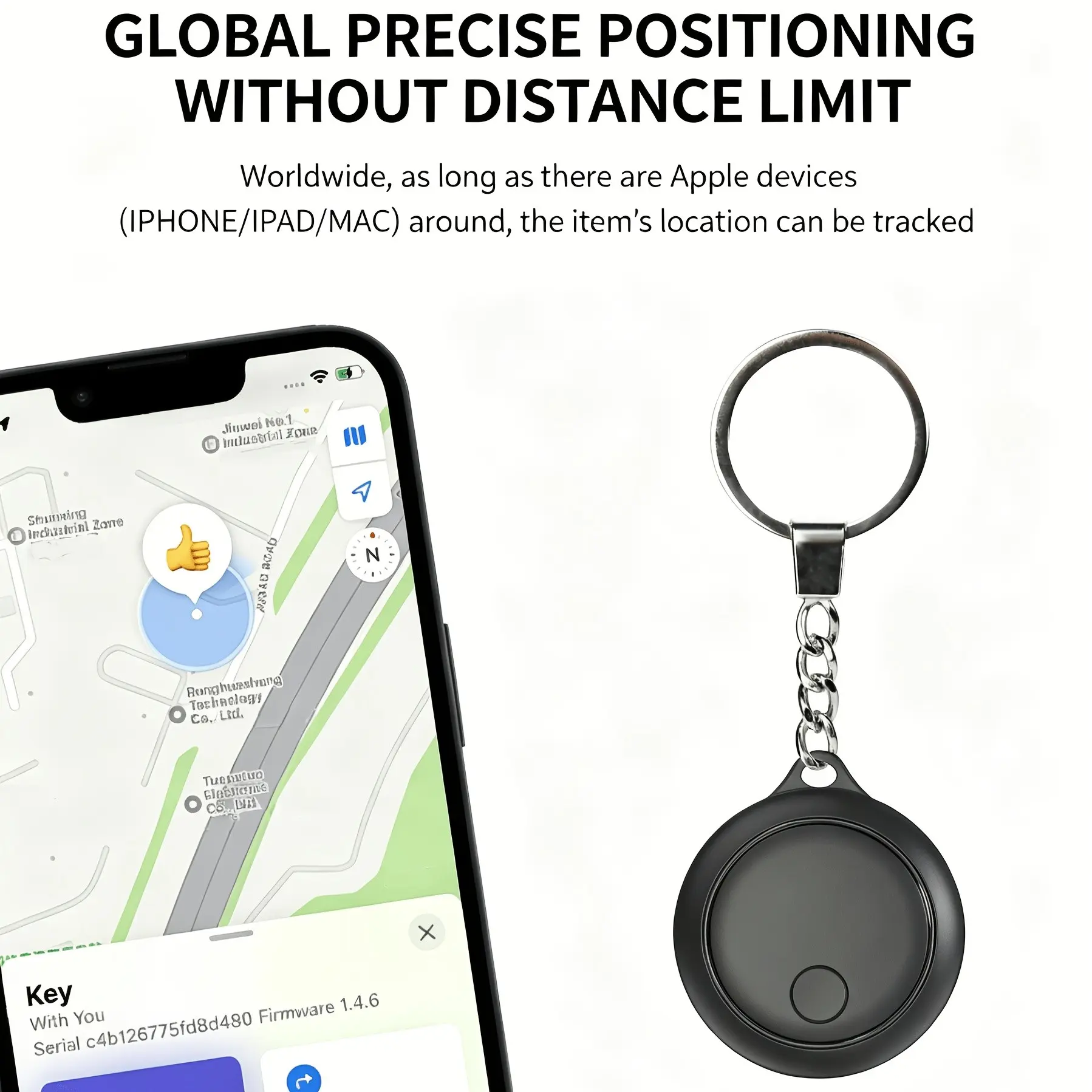 Smart Bluetooth-compatible Item Tracker, Compatible with Apple Find My, Mini Round Anti-Lost Keychain Tracker Key Finder Tag, Portable GPS Locator for Keys, Wallet, Luggage, Pets, Kids, Seniors