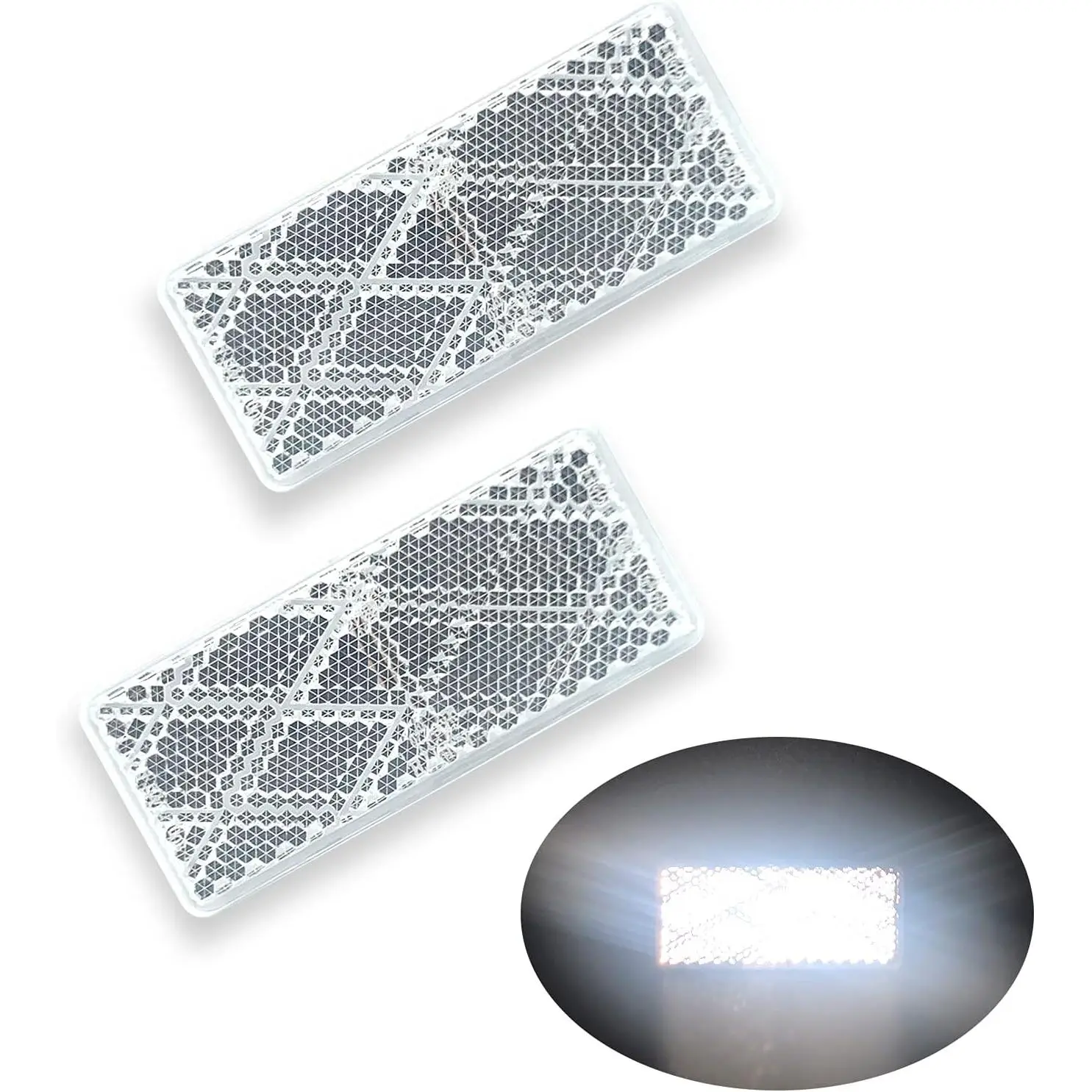 E-Mark DOT 4A CCC 2 count Rectangle Reflector Self Adhesive Stick   Driveway Mailbox (Clear)