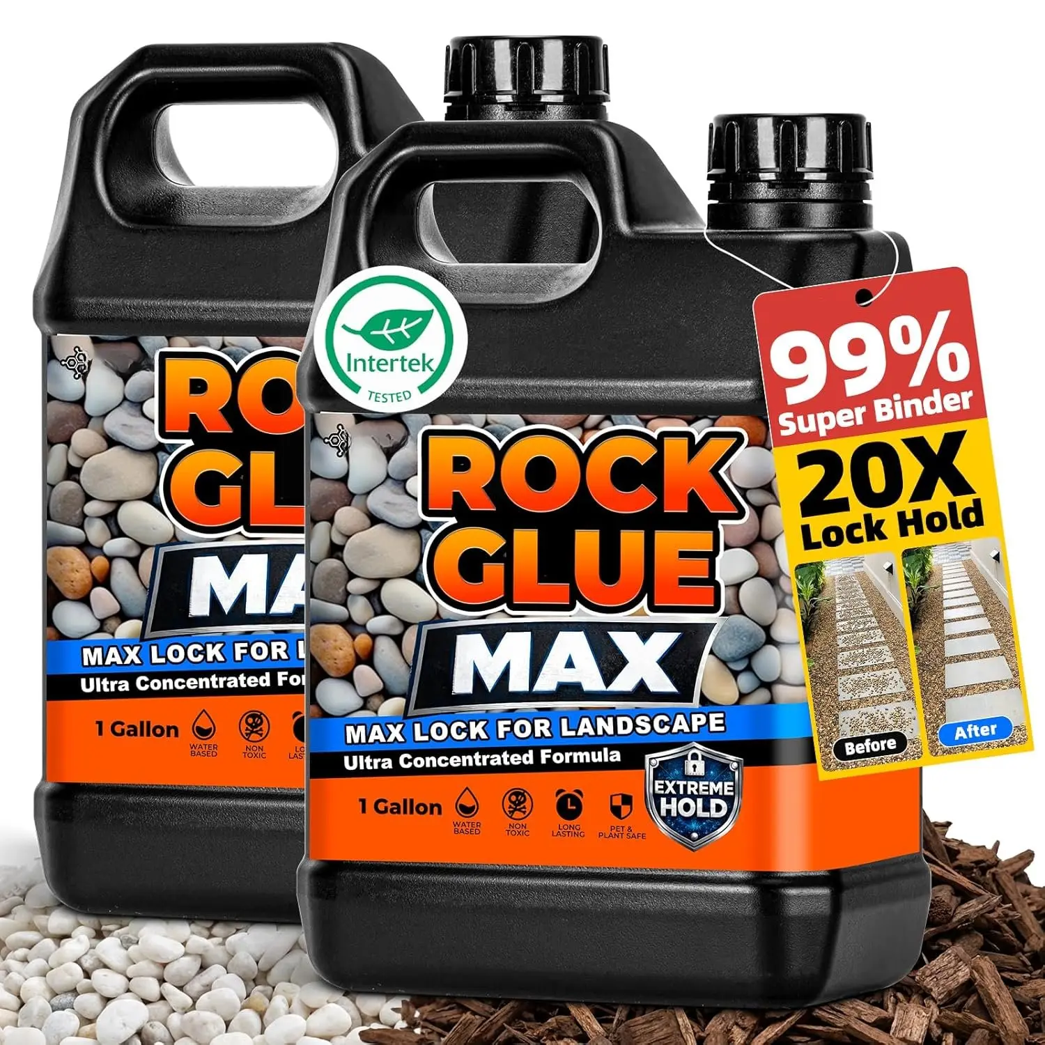 JDicton Rock Glue for Landscaping 2 Gallon - Concentrated Mulch Binder for Landscaping for Pea Gravel, Pebble & Stone, Landscape Glue for Patio & Driveway,  Permeable,  Safe, Last 2