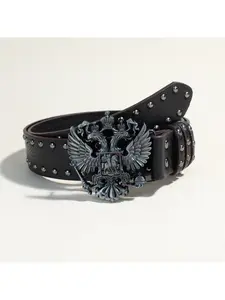 Punk Rivet PU Leather Belt Unisex Black Dark Style Decor Waist Belt European New Arrival
