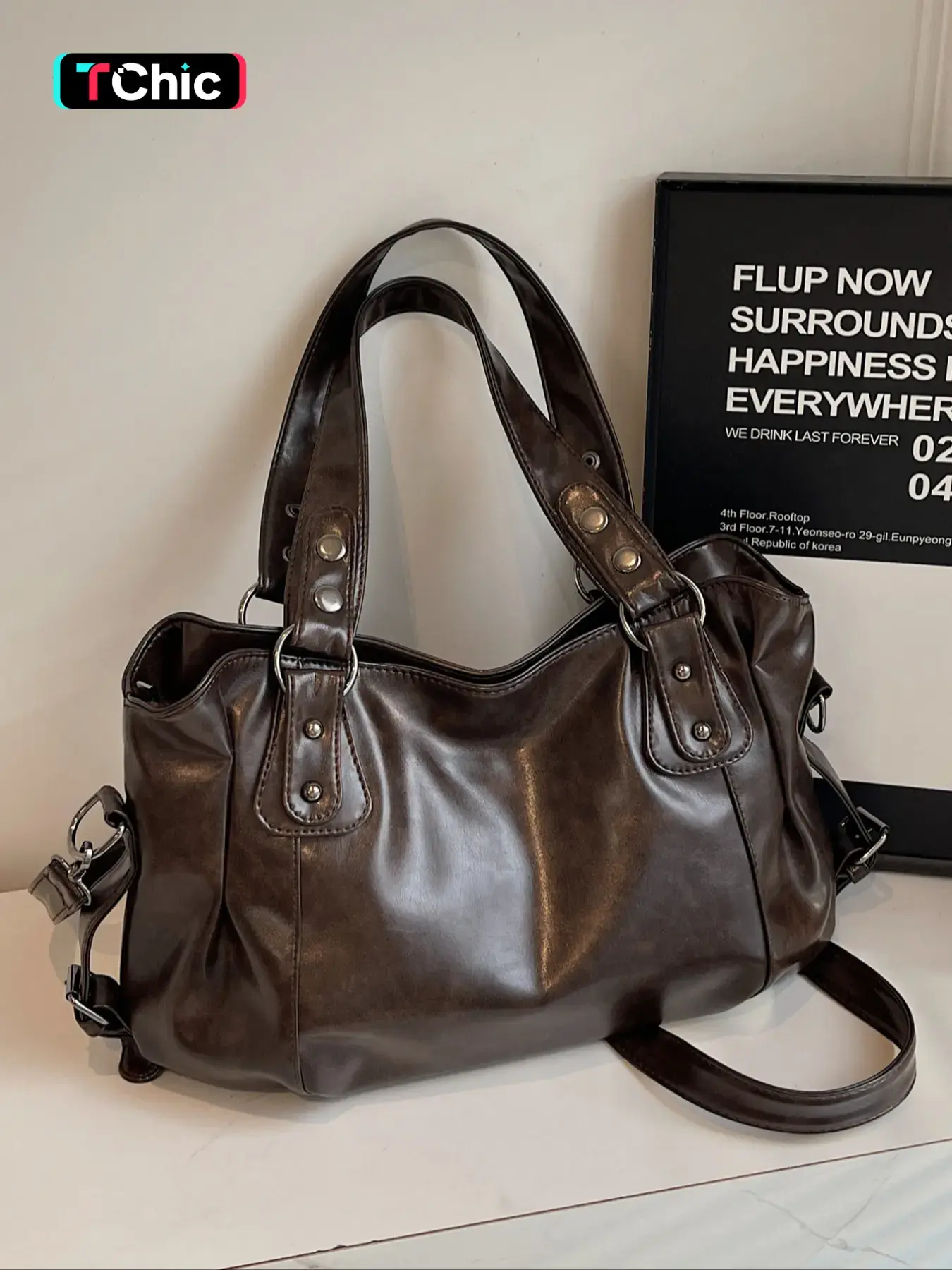 Women's PU Leather Vintage Shoulder Bag, Business Multifunctional Bag, Large Capacity Handbag for Office Commute Travel Outdoor Sports Gym Use, Daily Commuter Bag, Pu Tote Satchel, Handbag Shoulder Purse
