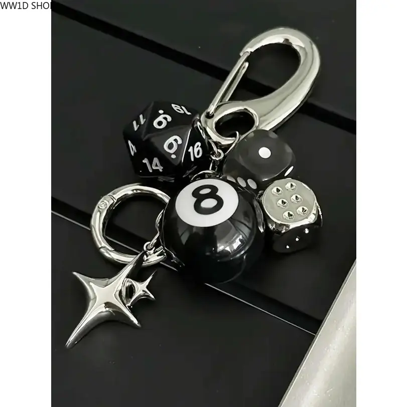 Men's Key Holder with Stylish Dice Charm, Decorative Pendant with Strap for Car Keys or Bag Accessory, Keychain For Car Keys, Stylish Alloy Charm Aesthetic Keychain Keychain Accessories
