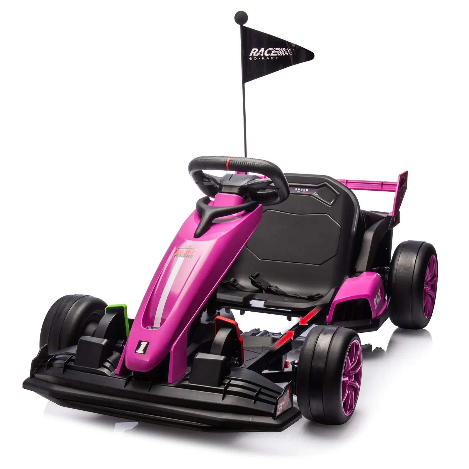 24V Electric Drift Go Kart for Ages 6-12 - Ride-On Drifting Toy with Adjustable Seat, Silent Wheels, 135 lbs Weight Capacity, Ideal for Backyard & Driveway, 24 V