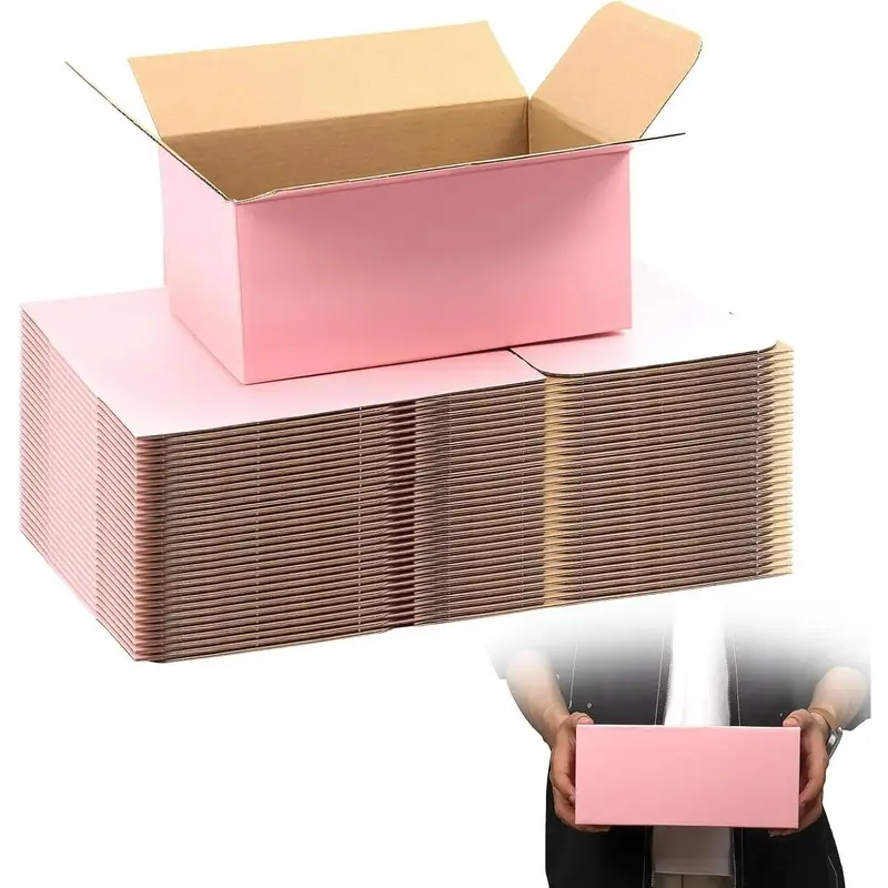 30-Pack 9x6x4 in Pink Corrugated Cardboard Shipping Boxes, Office Postal Shipping Supplies for Small Business Mailing & Packaging