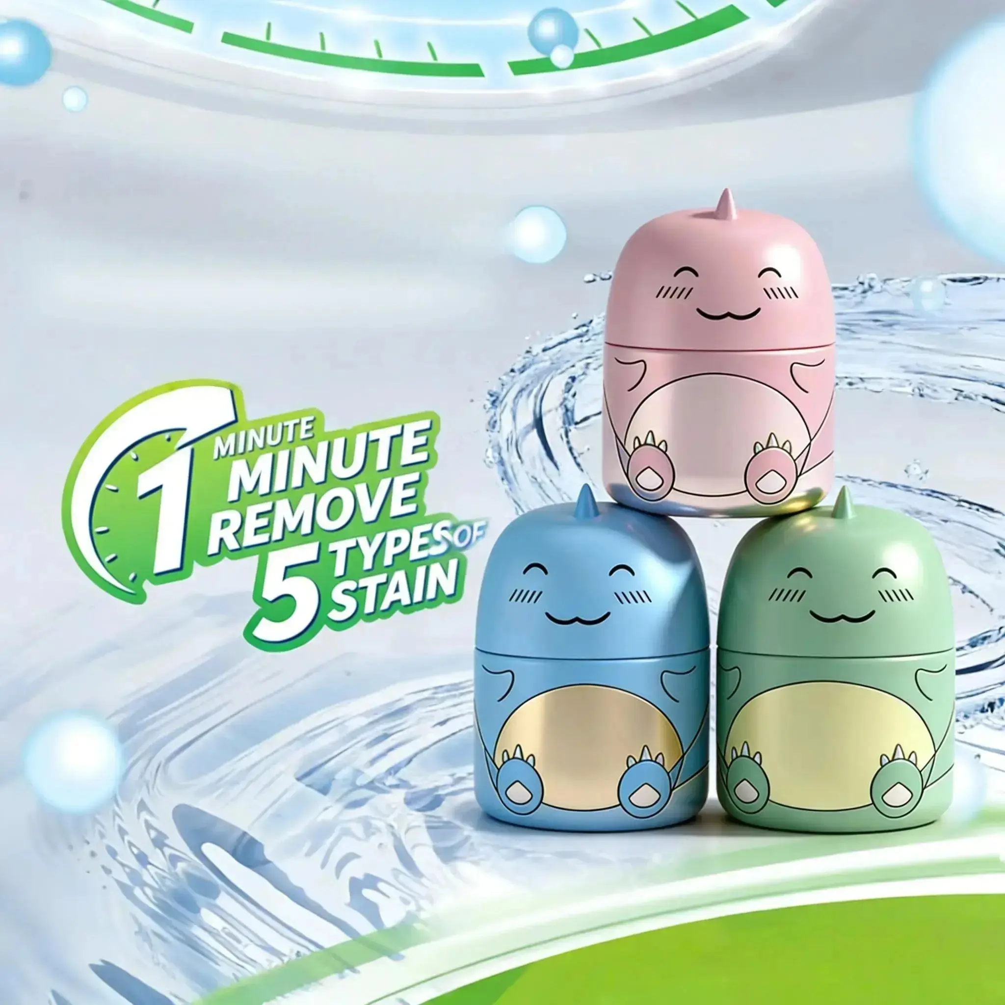 3PCS Scented Non-Toxic Deodorizing Freshener Household Toilet Bowl Cleaners - Cute Dinosaur-Shaped Bathroom Tank Cleaning Bottles with Ocean Jasmine, Peach, Strawberry Scents, 24-Month Long-Lasting Nature-Infused Home Care Supplies