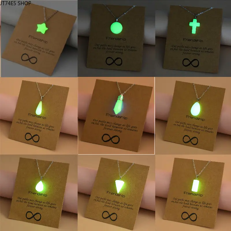 Casual Luminous Necklace for Women, Hollow Glowing Charm Pendant in Arrow Shape, Adjustable Crystal Metal Chain for Daily Dressing, Hollow Pendant, Heart