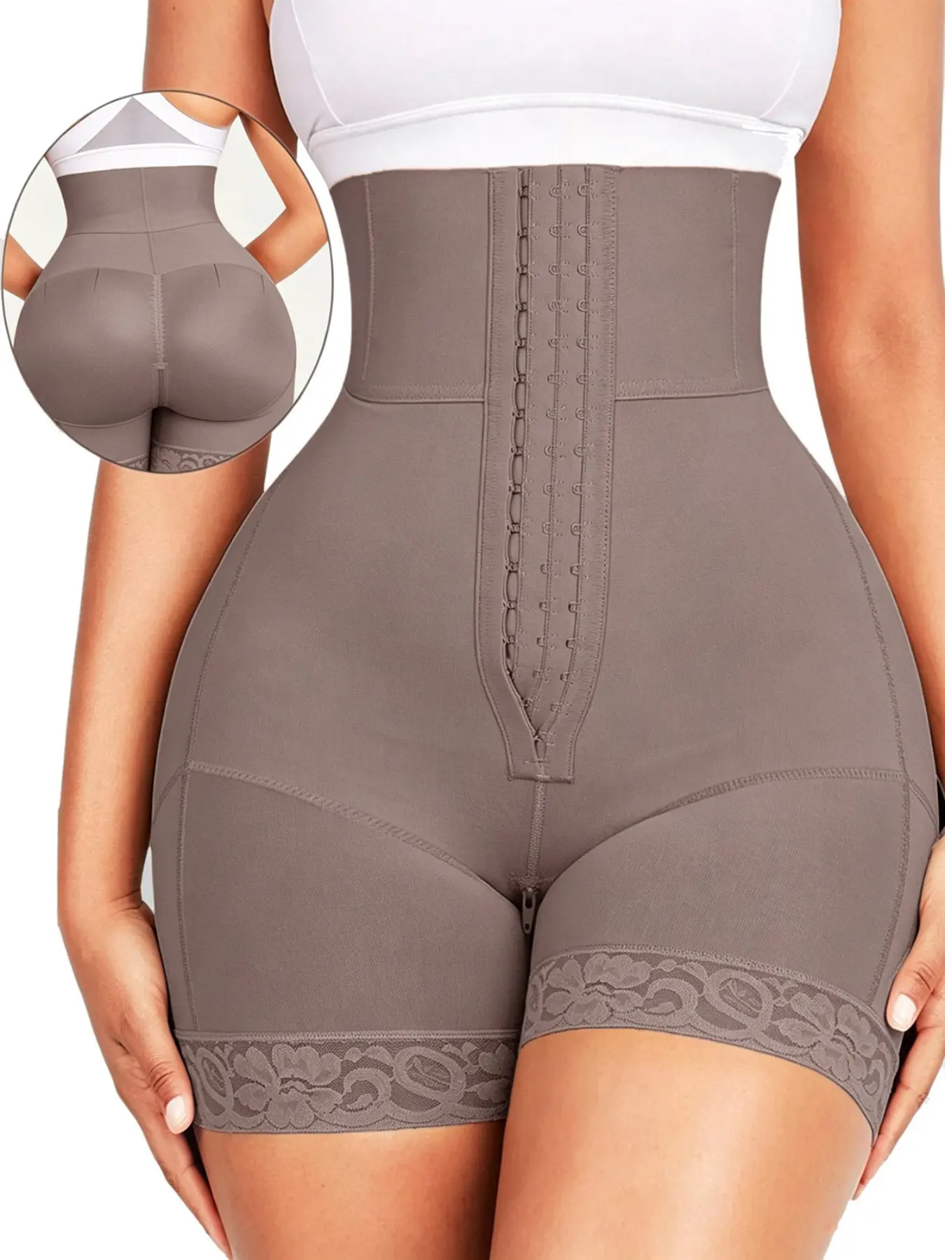 Women's Strapless High-Waisted Body Shaping Underwear Firm Control Shapewear Shorts, Tightening Waistband, Slimming Thighs, Enhancing Buttocks, Sporty Style, All Seasons