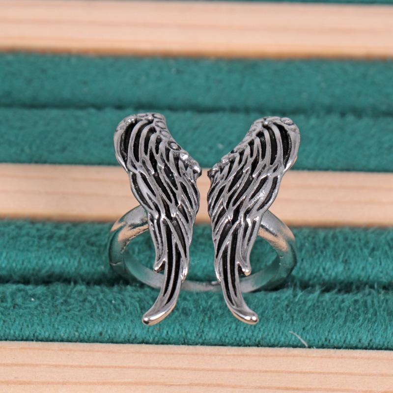 New Angel Wings Feather Ring Vintage Open Ring Jewelry