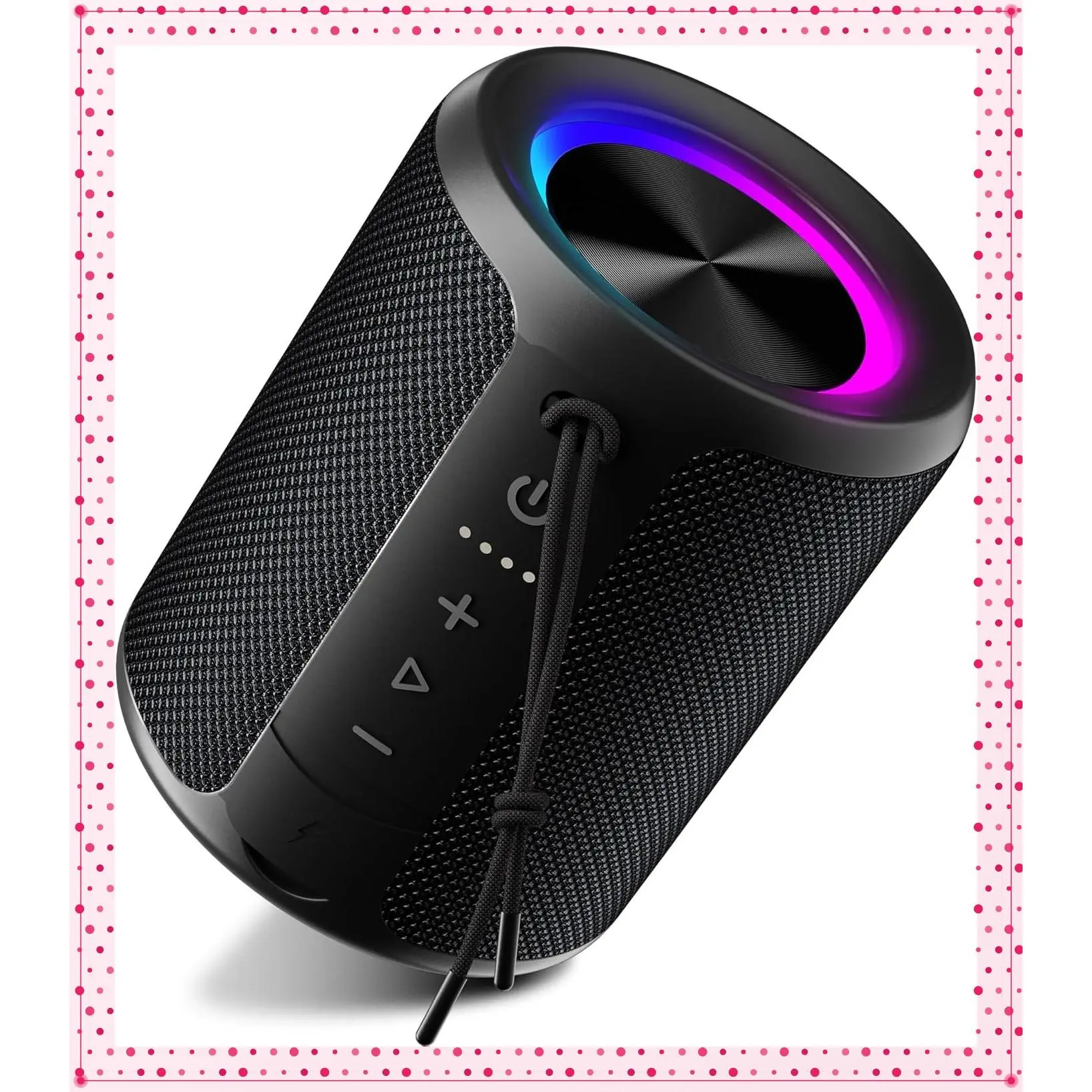 Portable Bluetooth Speaker, IPX7 Waterproof, 20W Stereo Sound, 15H Playtime, Beat-Synced RGB Light, Ideal for Shower, Pool, Beach, Hiking, GiftsGift