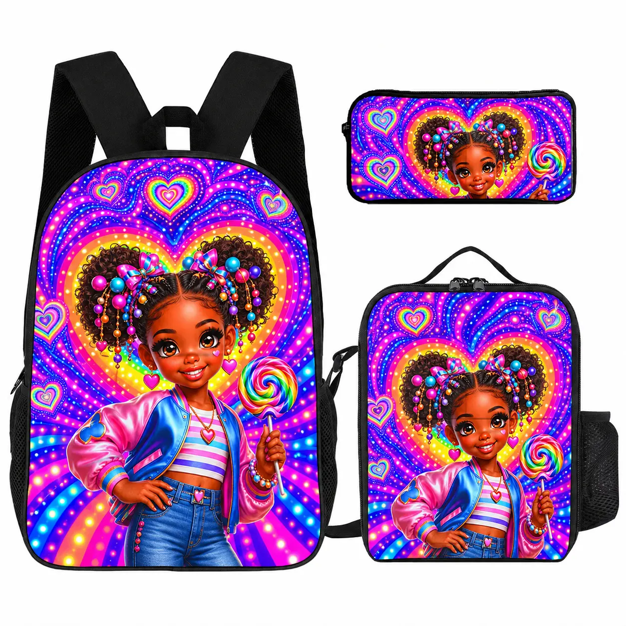 Magical Princess Crown Print 3Pcs Unico Backpack Kit For Girls, Fully Customizable Name School Backpack With Lace & Bow Ornaments. Roomy Daily Storage Bag, Popular Holiday Birthday And Christmas Gift For Girls. # TikTokMadeMeBuyIt # UnicoSchoolSet # Perso