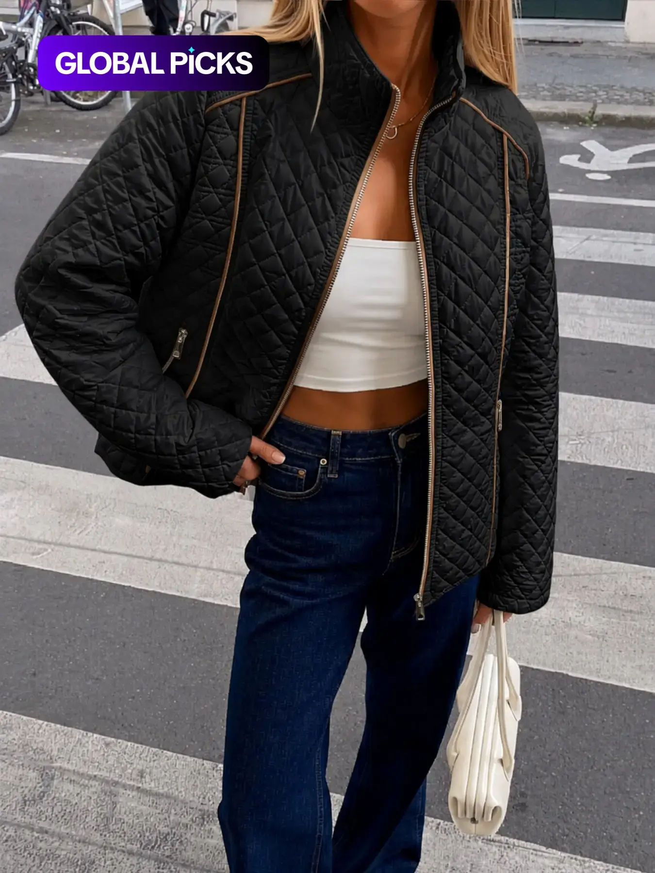 Giolshon Women's Fall Winter Casual Quilted Lightweight Jacket Outerwear, Warm Fitted Cotton Coat with Pockets, Plain Style for Commuting