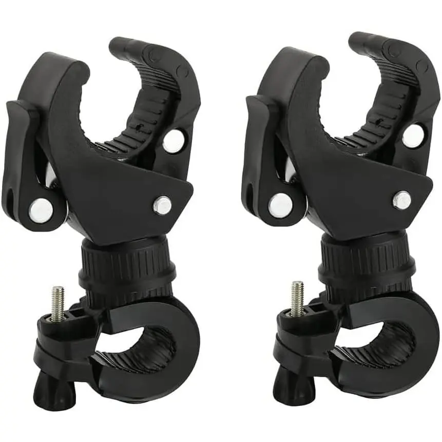 2 Pack Bicycle Flashlight Mount, 360 Degree Rotating Bike Light Mount, Universal Torch Clip Mountain Bike and Bicycle LED Light Mount, Camera, GPS