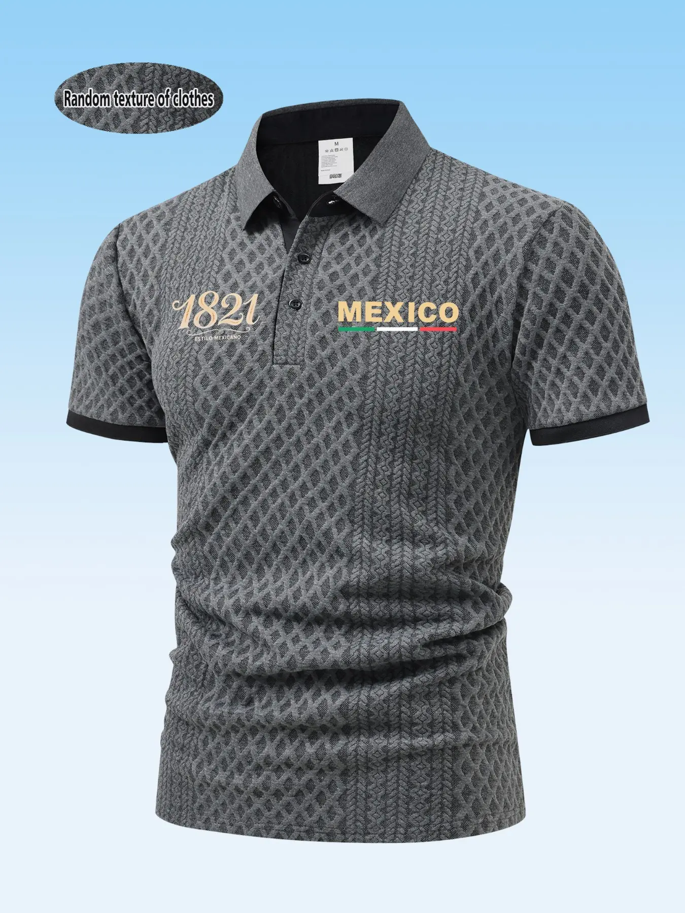 Men's Mexican Print Polo Shirt, Lightweight Business Blend, Slim Fit, Breathable, Casual Style, Perfect for Daily Wear