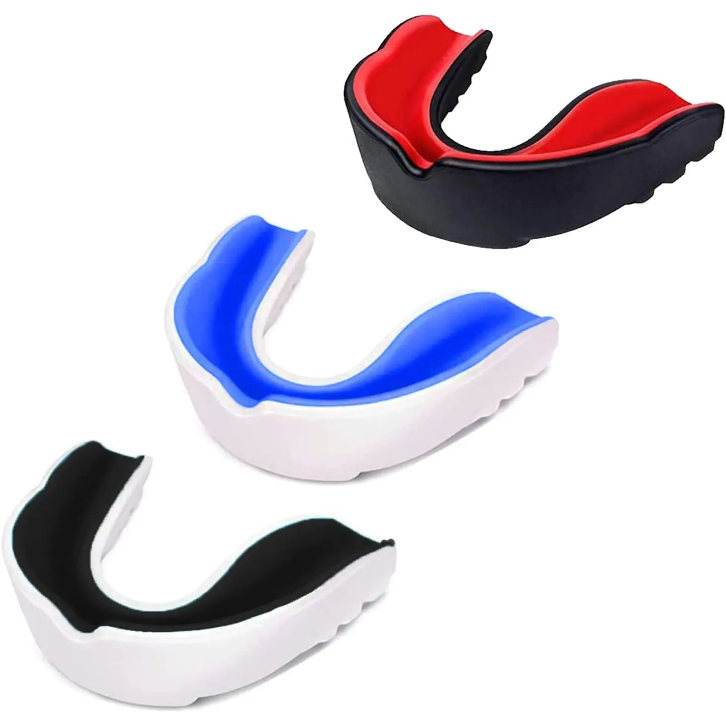3-Pack Kids Youth EVA Foam Double Colors Mouth Guard for Braces - Football, Boxing, Rugby Sports Mouthpiece for Boys' Teeth Protection