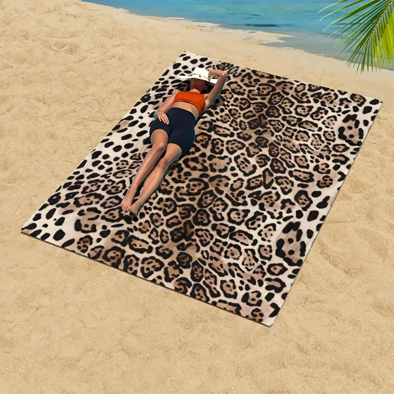 portable,,hostess,gift,,xl,luxury,bathtowels,decorative,boat,personalized,custom,towels,drying,Leopard Print Microfiber Beach Towel Large Oversized Quick Dry Absorbent Sandproof Lightweight Soft Multifunctional Car Seat Sweat Towel for Pool Travel Spa Swi