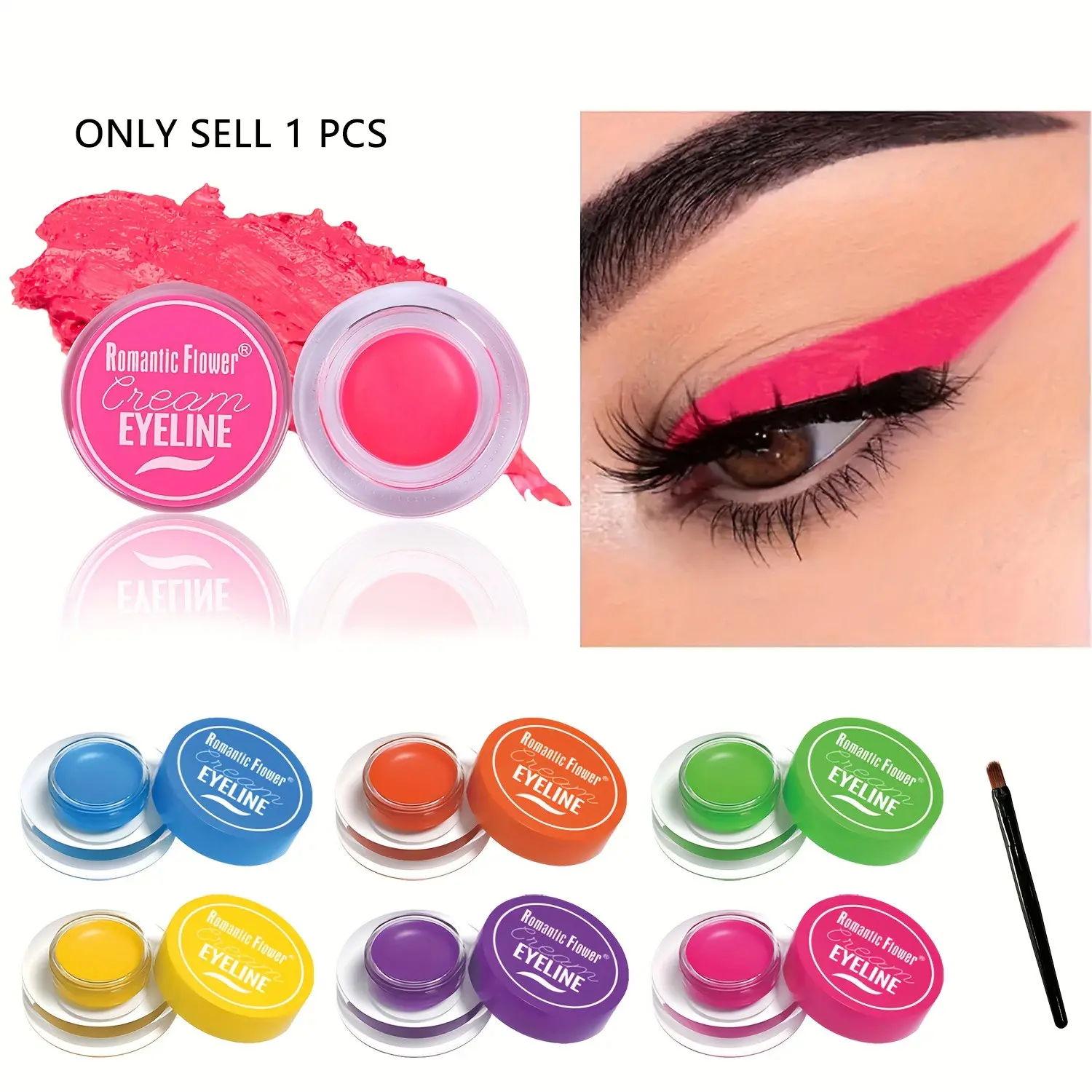 6 Color Eyeliner Pencils, Graphic Liner, Stage Makeup Artistic Non-Transfer, Waterproof Sweatproof Cosmetics with Brush Tip