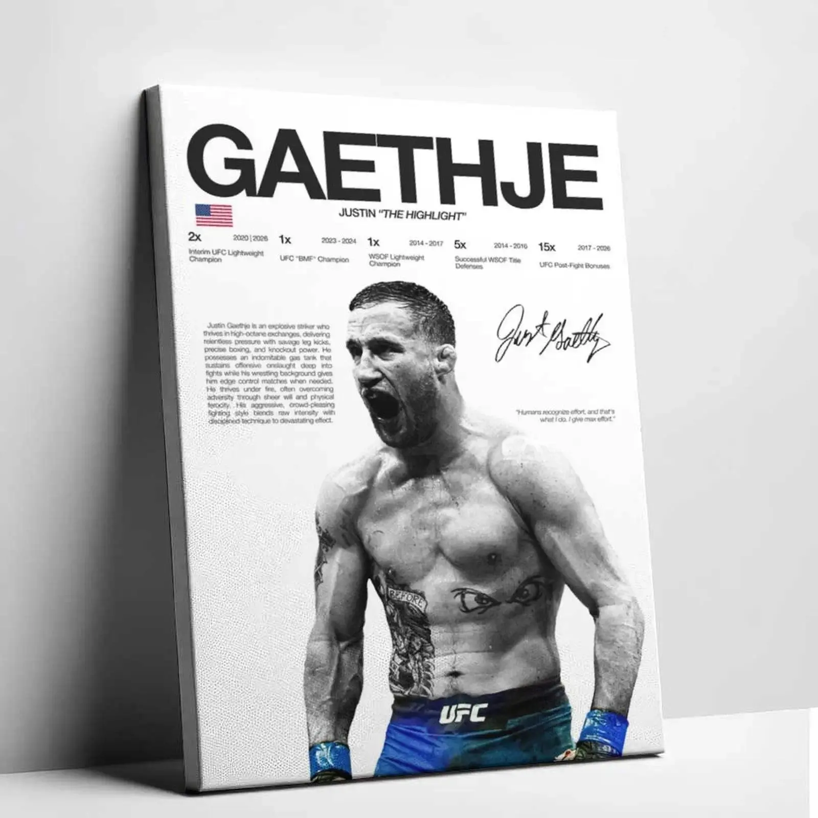 UFC star canvas poster, Pereira, Volkanovski, Holloway, Diaz, Gaethje, Poirier signed style prints, MMA legendary fighter collection, decoration for men's gym, bedroom, dormitory, must-have collectible for MMA fans