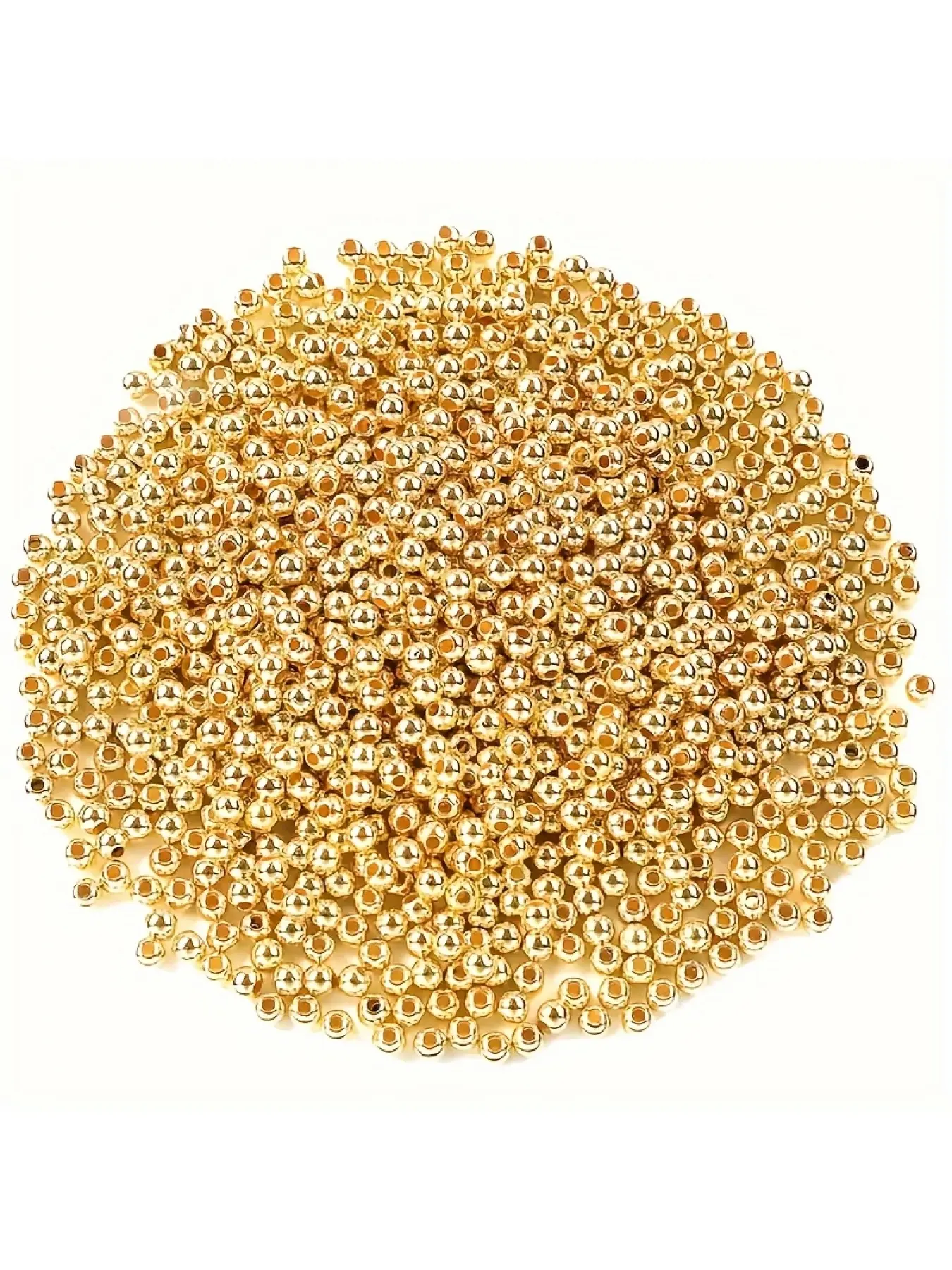 1000/500 pieces of 4mm large-hole round smooth gold beads, Diy Beads, Beads For Jewelry Making, perfect for making bracelets, necklaces, and earrings