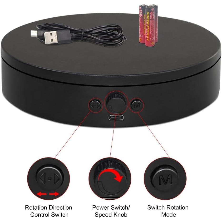 Rotating Display Stand with Type-C Power , Motorized Turntable Adjustable Speed and Direction for Photography, spinning Platform for Product and Displaying (black, 4.53'') Rotating Display Stand with Type-C Power , Motorized Turntable Adjustable Speed and Direction for Photography, spinning Platform for Product and Displaying (black, 4.53'')