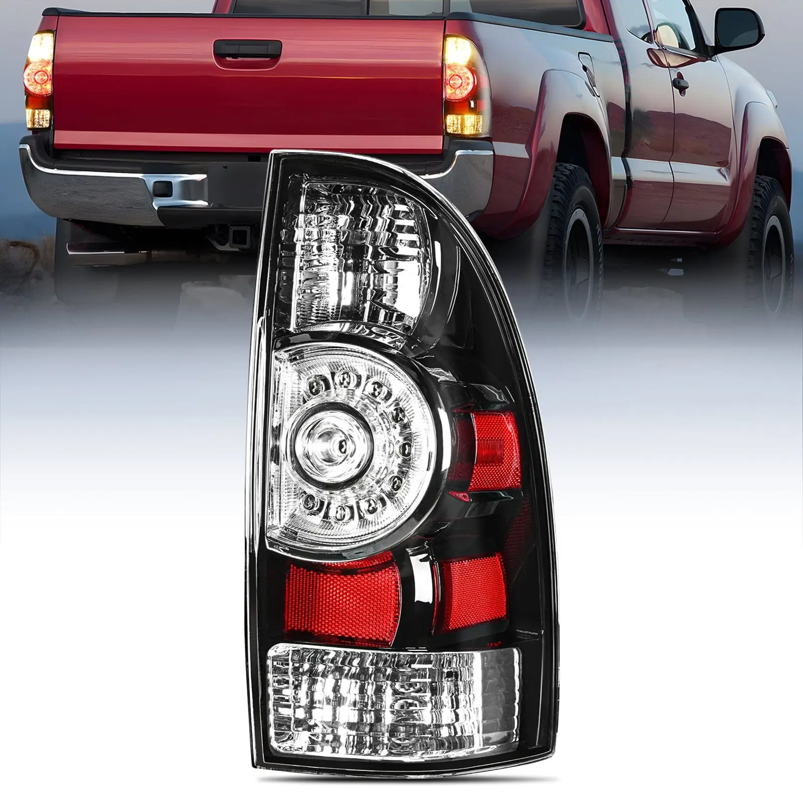 Nilight LED Taillight Assembly - Passenger Side Carlights for Toyota Tacoma 2005-2015, High-Impact Black Housing Rear Lamp Replacement, Corrosion Resistant, DOT Compliant, Included Bulbs for Enhanced Nighttime Visibility, LED Backlights, Rain-Ready, Toyot