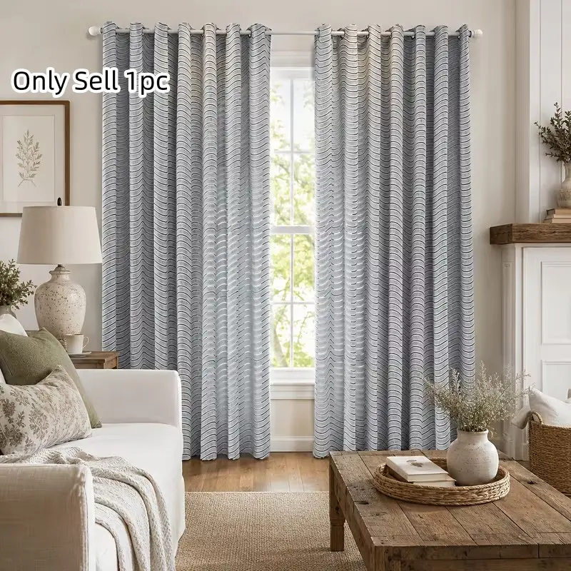 1pc Modern Minimalist Striped Transparent Curtains, Soft Light Filtering, Easy Installation, Apartment Decor