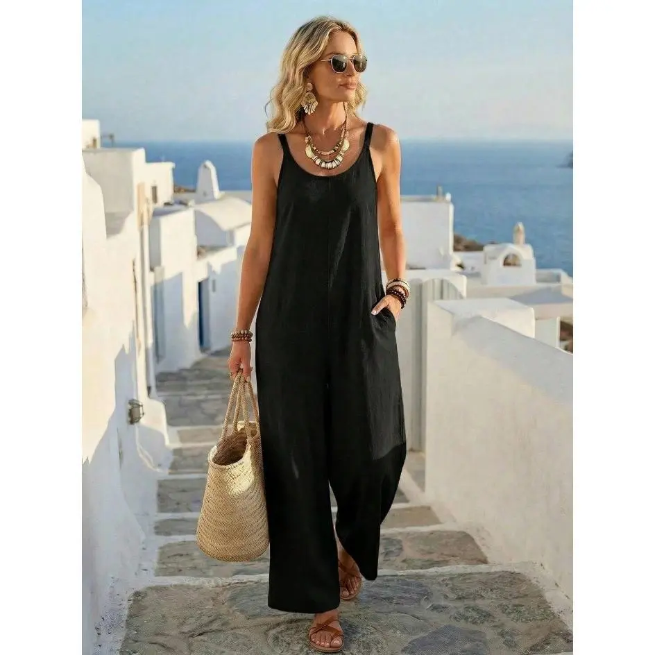 VVZ 2026 Women's Casual Sleeveless Jumpsuit - Wide Leg Romper, Perfect for Summer Vacation, Beach Days & Everyday Chic!
