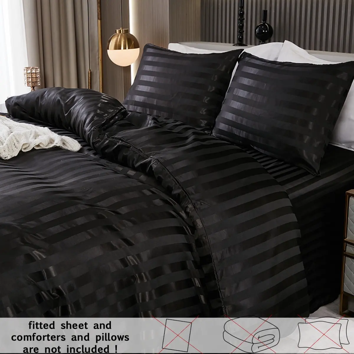 2/3-piece satin-pattern bedding set, Duvet cover sets, bed sets, Comfy bed sets, suitable for king size beds, made of microfiber cotton-like fabric with zipper closure for wrinkle-free, hypoallergenic comfort. Includes 1 duvet cover + 2 pillowcases