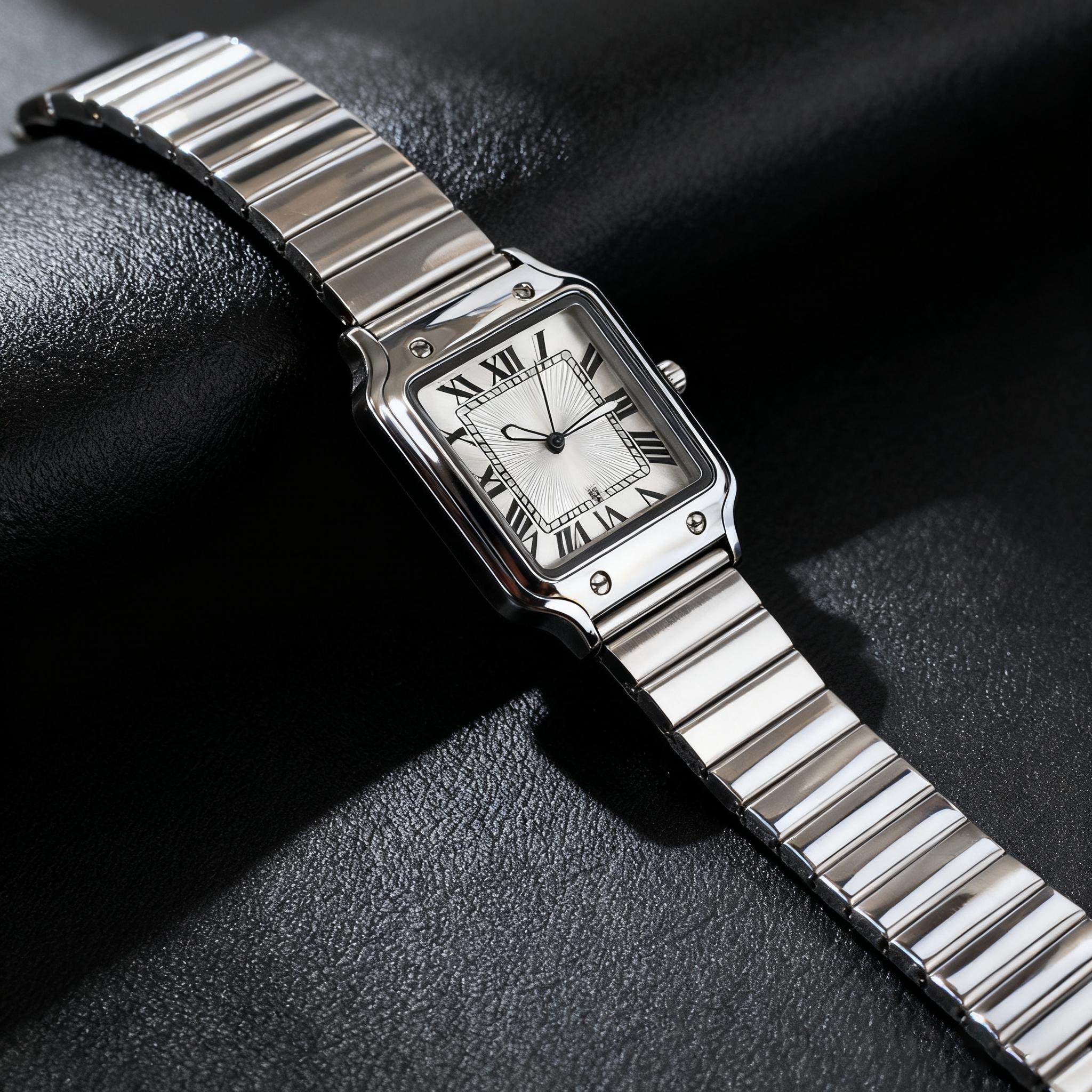 Unisex Classic Square 33mm Analog Dial Quartz Drive Silver Watch, Stainless Steel Strap, Date Display, Water-Resistant Casual Wristwatch for Women Men