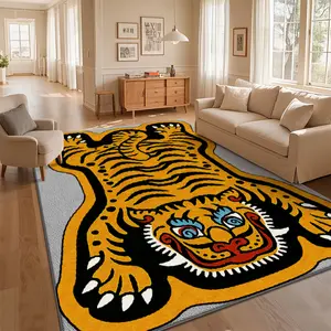 Local Delivery Multi Sizes Polyester Full Body Tiger Animal Shape Novelty Style For Living Room Bedroom Nursery Playroom Washable Non Slip Boho Farmhouse Runner Rug