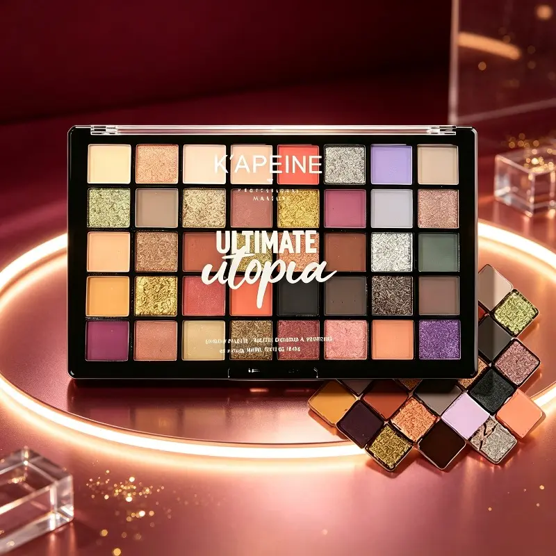 K'APEINE Utopia 40-Color Eyeshadow Palette, Multi-Textured with Matte, Shimmer, Fine Glitter, Highly Pigmented, Smooth Texture Without Fallout, Long-Lasting Wear, Enhance Eye Makeup, All-in-One Creative Makeup Palette for Daily Commute