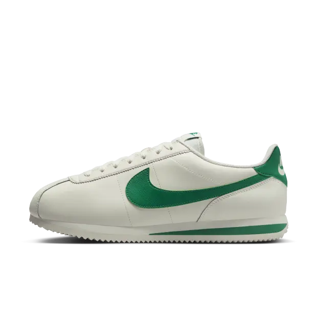 Nike Cortez Men's Lightweight Durable Low-Top Casual Running Shoes in White and Green Verifiable, with credentials and supporting global authentication