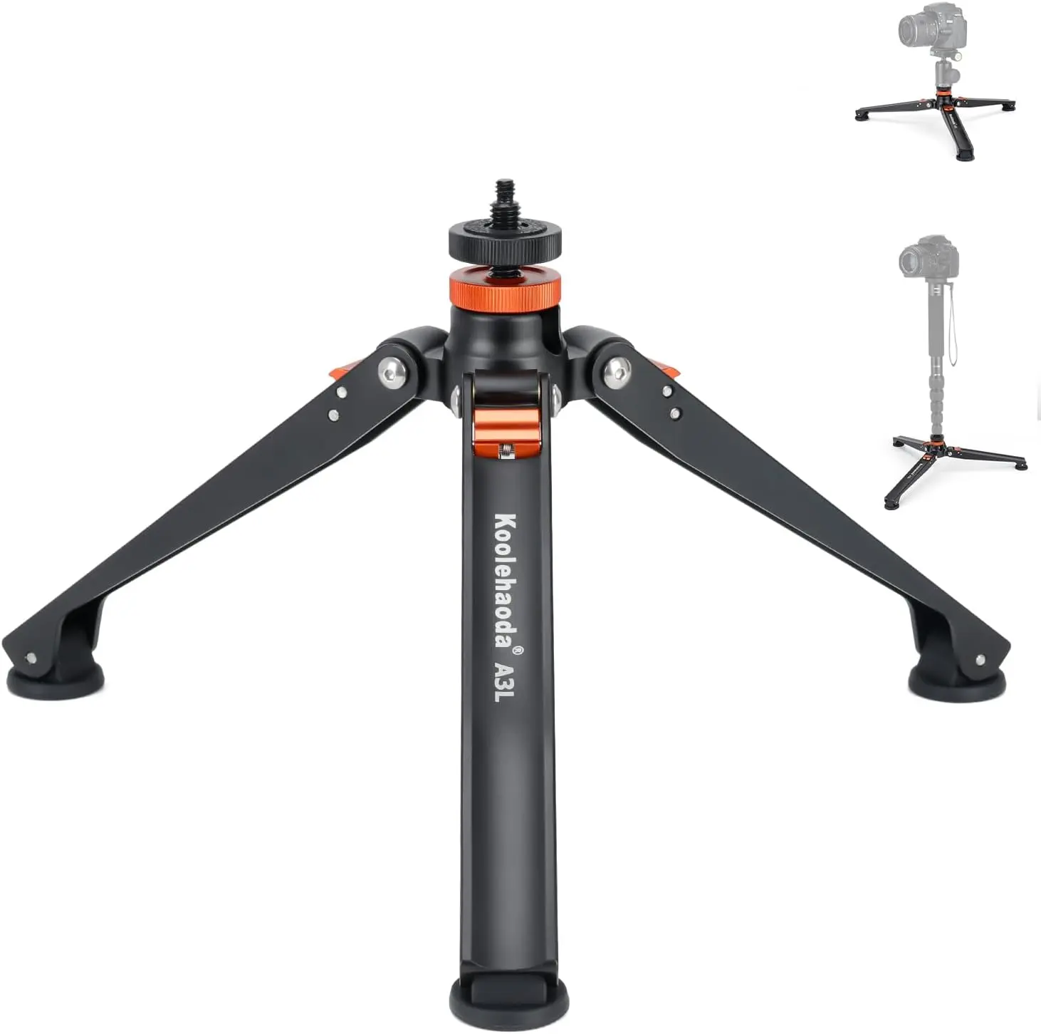 Mini Tripod Base for Monopods, Aluminum Desktop Tripod | Universal 1/4" & 3/8" Screw Mount, for DSLR Camera Monopod Unipod Ball Head, Lightweight Portable Support Base, Photography