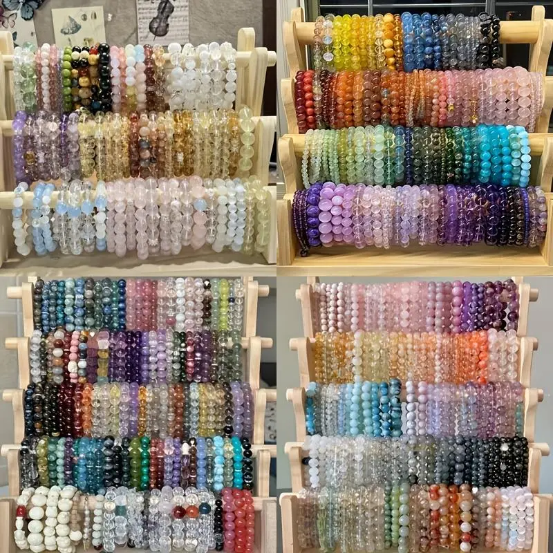 Women's 60pcs Bright Color Beaded Glass Elastic Bracelet Set - Spherical Arm Candy Accessories, Bling Aesthetic for Adults, Ideal for Daily Wear & Party, Gifts for Women, Stylish Accessories, Bulk Gift Items, Valentine's Day Gifts
