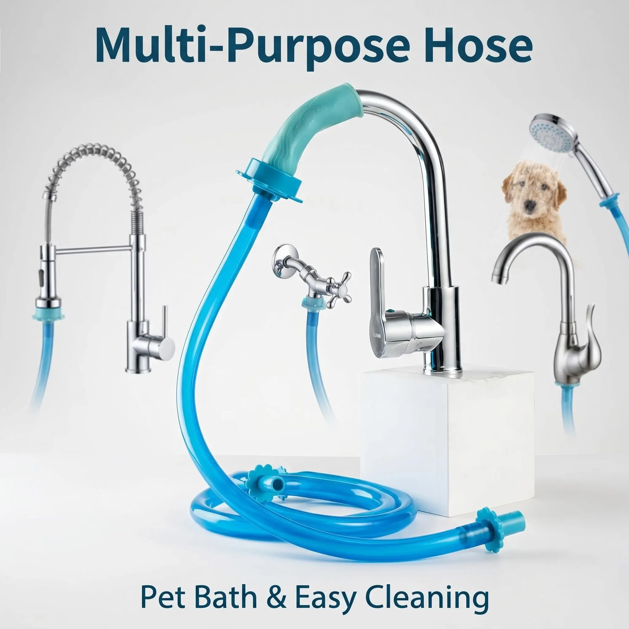 Dog Bath Hose Multi-Use Faucet Shower Adapter, Pet Bath Handheld Cleaning Connector, Dog Bath Essential, Home Cleaning Tips