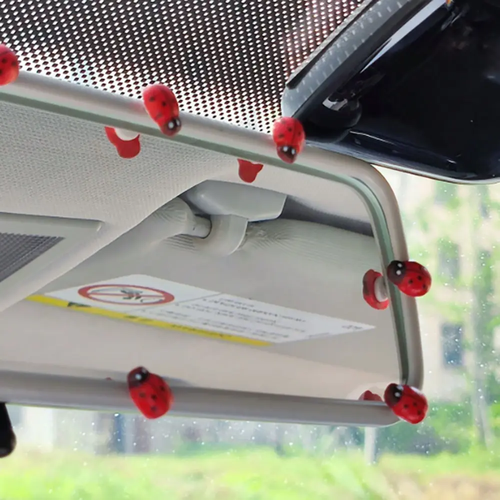 6pcs Fun Ladybug Car Decorations, Vibrant Design for Rearview Mirror or Dashboard, Unique Vehicle Accessories, Creative Auto Decoration, Car Ornaments, Car Accessories Cute