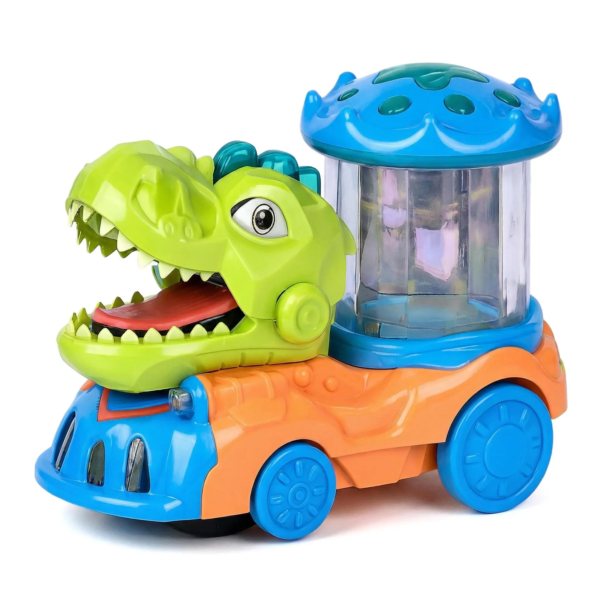 Hengkai Toys Factory Electric Crocodile Toy Car - Plastic Body, Obstacle Avoidance, Automatic Steering, Rotating Lights, Chomping Mouth, Interactive Moving Animal for 3-4 Years Old Kids, Age 3+