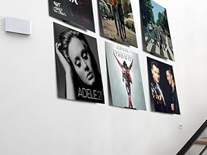 BASIC SUPPLY Vinyl Wall Mount 6 Pack, Black Metal Vinyl Holder Wall Display Shelf Record Wall Mount Stand for Albums LP Minimalist Record Wall Storage Set for CD Display in Office Home