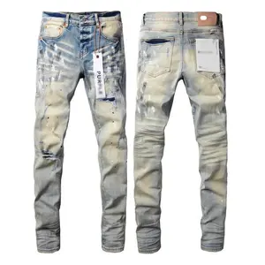 Men's High Clay Washed High Cotton Skinny Denim Jeans, Full Body White Paint Splash Multi Ripped Frayed Distressed Pants, Retro Grunge Streetwear Mid Rise Slim Stretch Vintage Faded Whisker Jean Trousers for Young Men Fashion Outfits