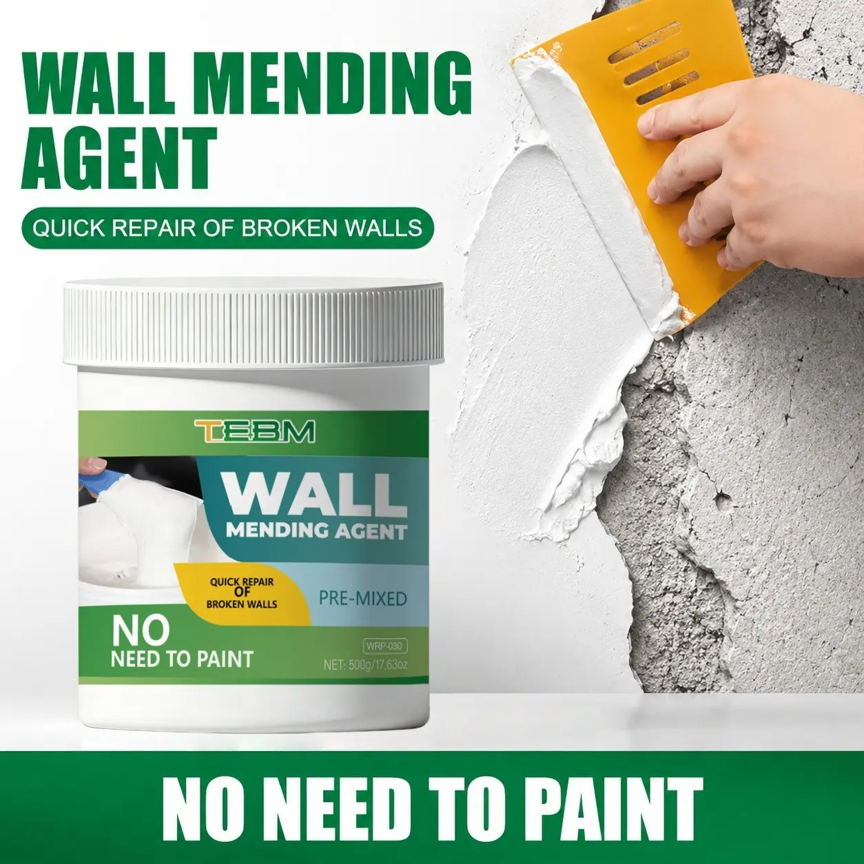 Quick-Dry Wall Repair Compound, No Painting Required, DIY Friendly, Ideal for Indoor Decor, Covers Graffiti, Includes Tools, Perfect for Home Wall Repairs
