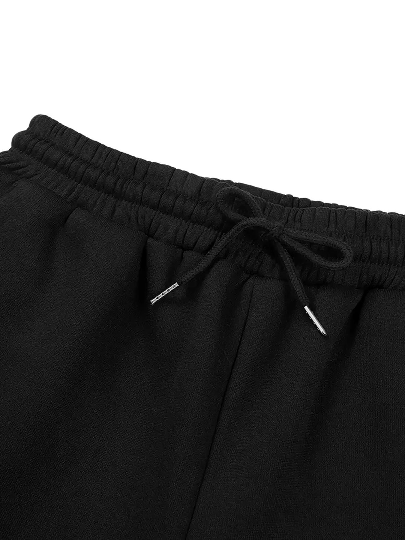 Casual Sports Pants, Elastic Waist Drawstring Adjustable Wide Leg Straight Trousers, Four Seasons Pocket Women's Pants Fit, Drawstring Waist Sweatpants