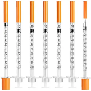 U-100 1ml Syringe 32G 5/16 Inch(8mm) , Syringes for Lab Supplies Dispensing Supplies, Individually Wrapped, Pack of 100