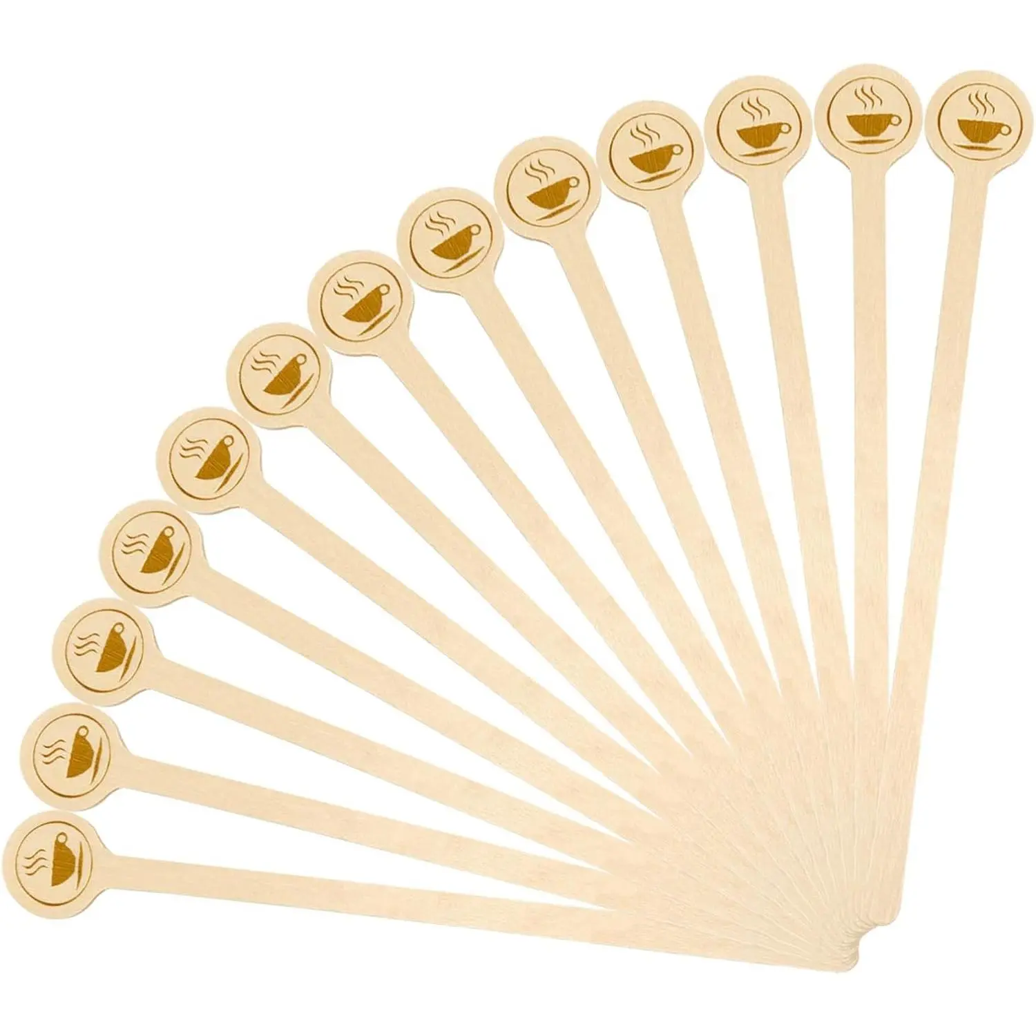 KTOJOY 5.9inch Wooden Coffee Stirrers with Round Ends, 100 Count Disposable Stir Sticks for Coffee & Cocktails, Wooden Beverage Mixer with Smooth Ends, Swizzle Drink Sticks
