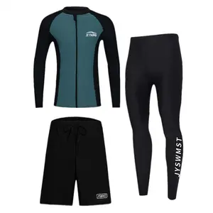 Sun-protective long-sleeve swimsuit for men, diving suit set, quick-dry surfing suit, plus-size new model, snorkeling wetsuit, beach sharkskin swimsuit High Stretch Neoprene