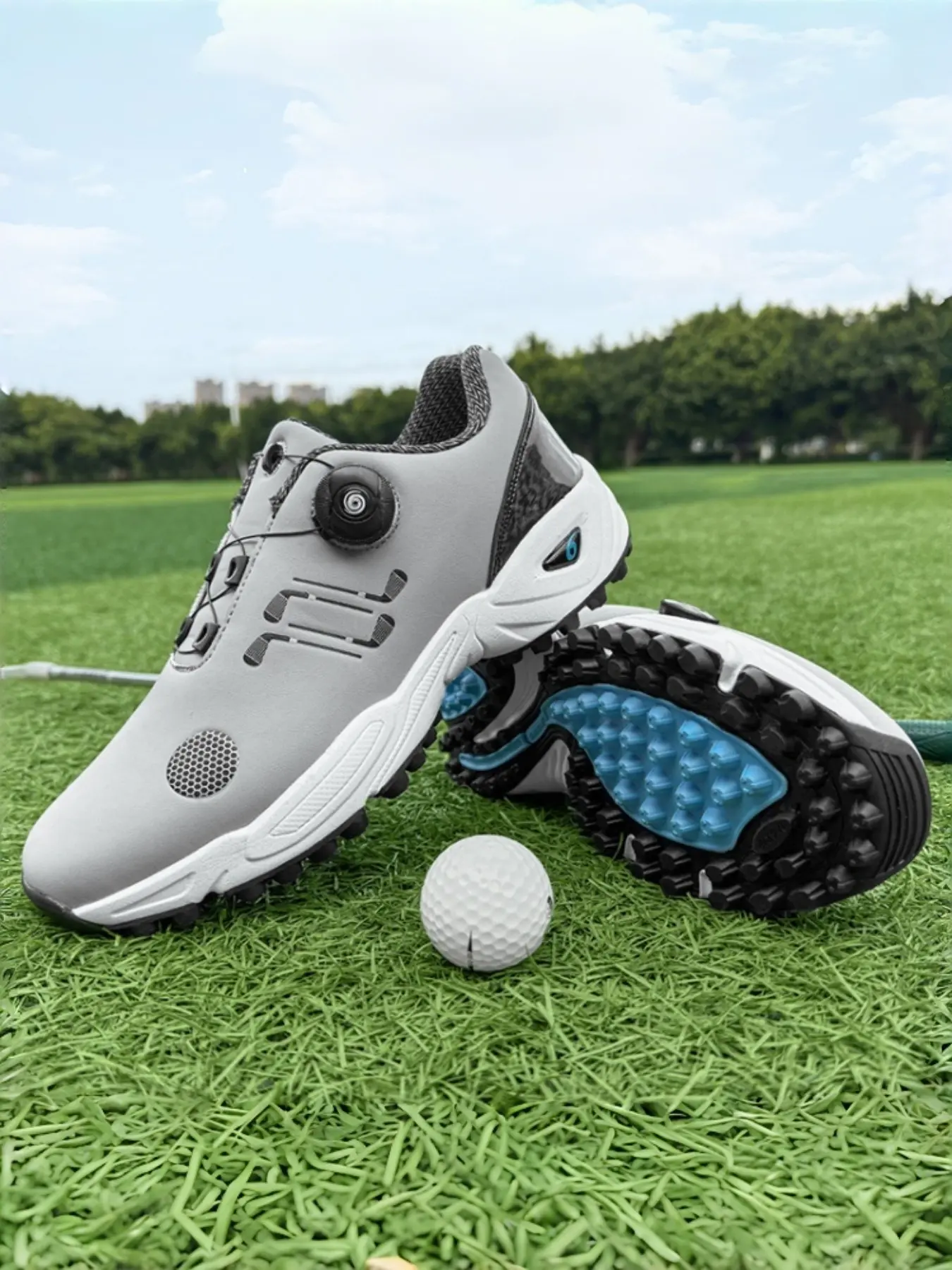 Lightweight Golf Shoes for Men, Golf Casual Shoes, All-Season Waterproof Upper, Rotating Buckle, Stable Swing Training, Breathable, Anti-Slip Design
