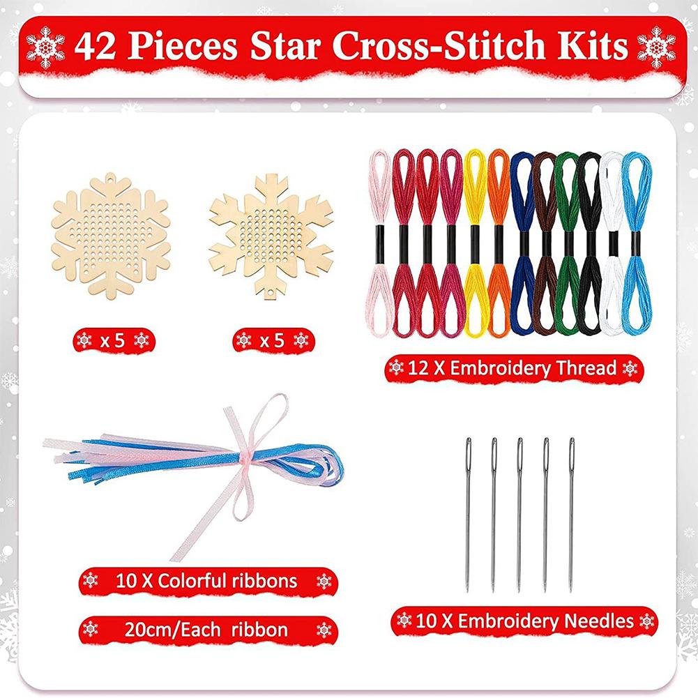 Cross Stitch Hanging Pendant Gingerbread Man 3D DIY Cross Stitch Pendant DIY Needlework Art Pendant Kit for Home Xmas Tree Decor