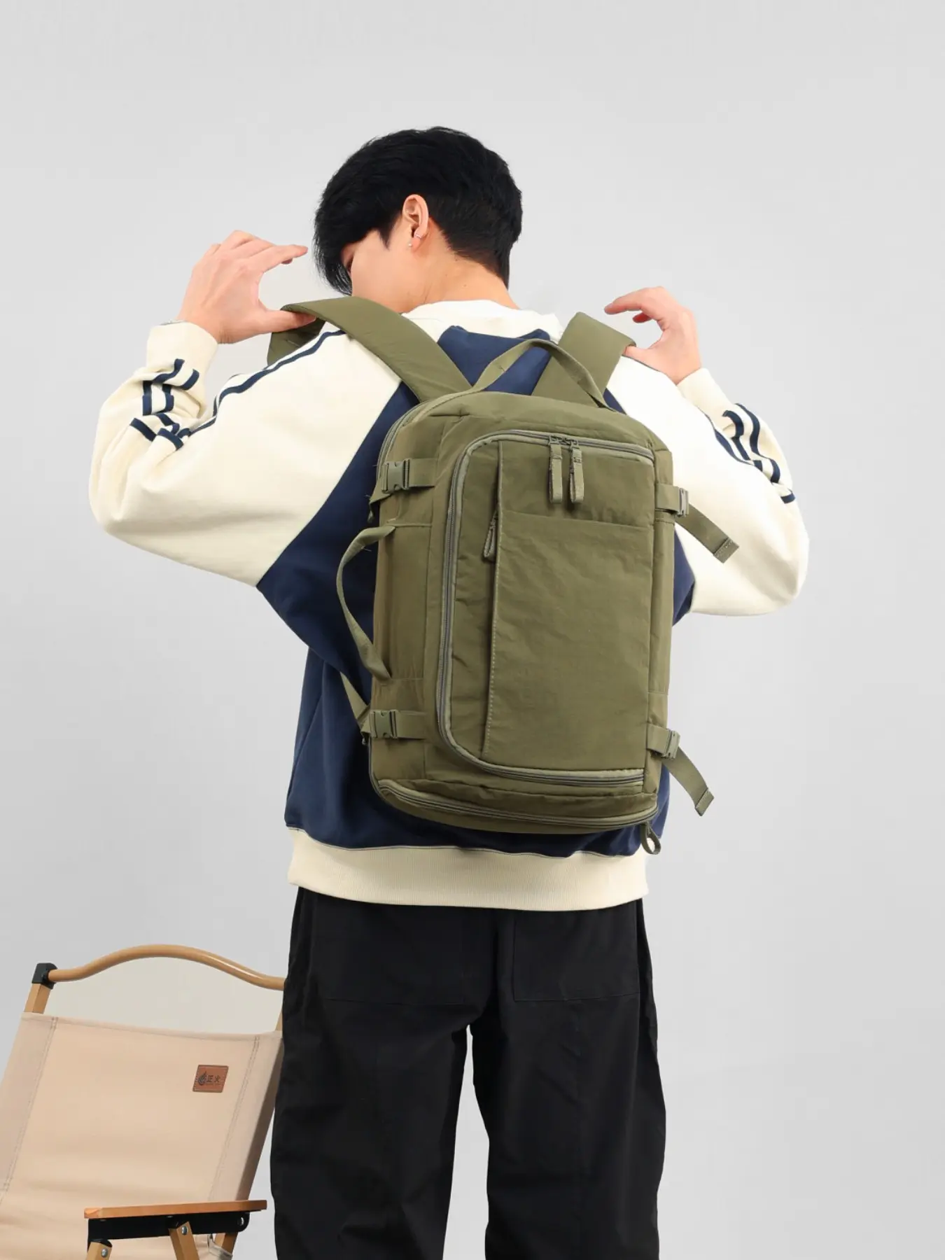 Three-In-One Multi-Functional Laptop Backpack, 15.6 Inch Lightweight Waterproof Nylon, Commute Travel Shoulder Handbag, Expandable 20-25L