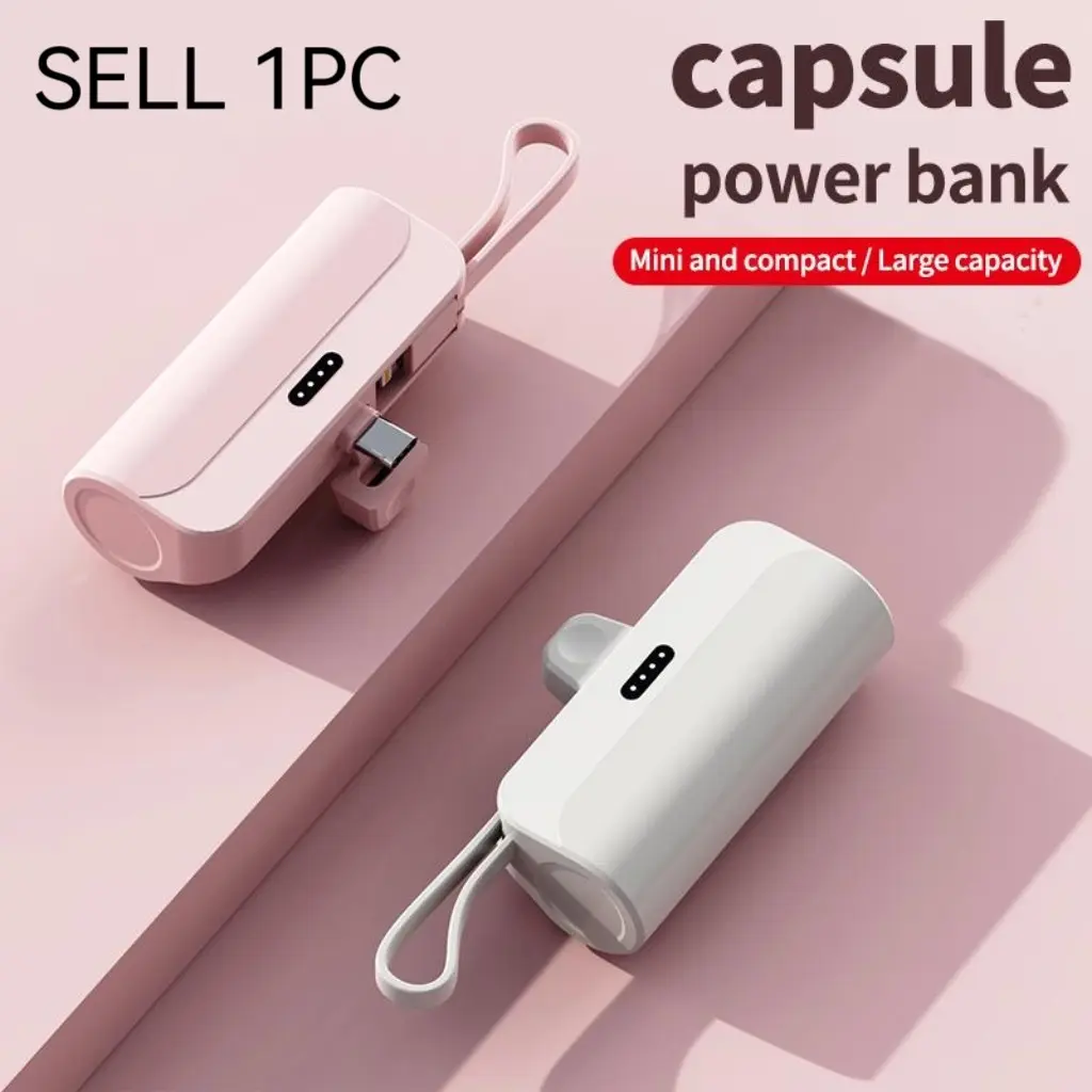 Portable Wireless Rechargeable Battery 5000mah, Compact USB Input, High Capacity Power Bank, Lithium-Ion Battery for Daily Use