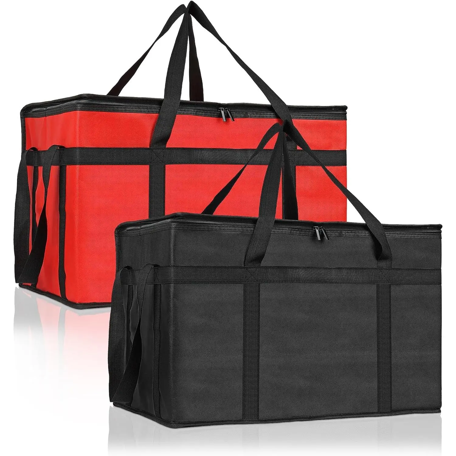 2 Pcs Insulated Bags for Food Delivery, XXXL Pizza Delivery Bags, Large Capacity Cooler Bag Keep Food Warm for Grocery Shopping and Catering, Foldable, Heavy-Duty